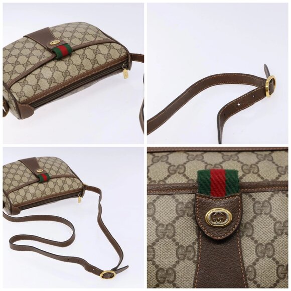 GUCCI GG Supreme Web Sherry Line Bag PVC Beige Gold 89 02 032 Auth 137285 - Picture 16 of 16